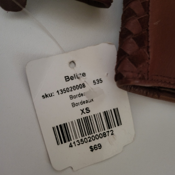 Leather Gloves Danier nwt plum burgundy deep red genuine NEW size XS - Picture 4 of 12